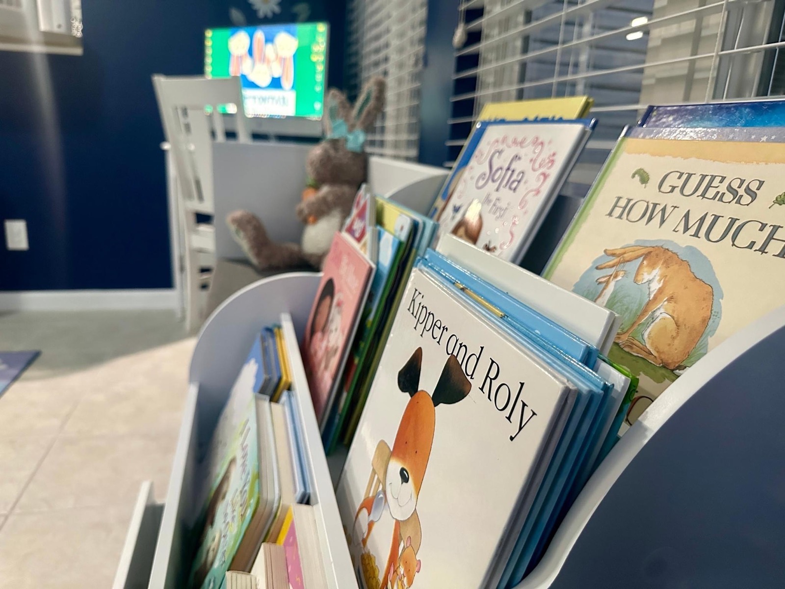 Children's books displayed in the reading area